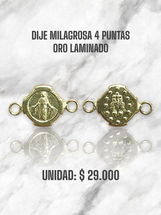 DIJE MILAGROSA 4 PUNTAS PULSO ORO LAMINADO