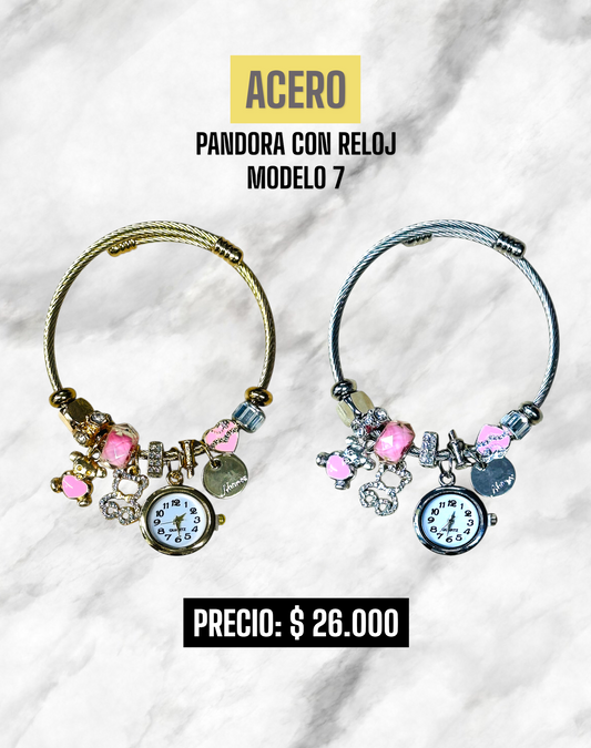 PANDORA CON RELOJ MODELO 7 ACERO