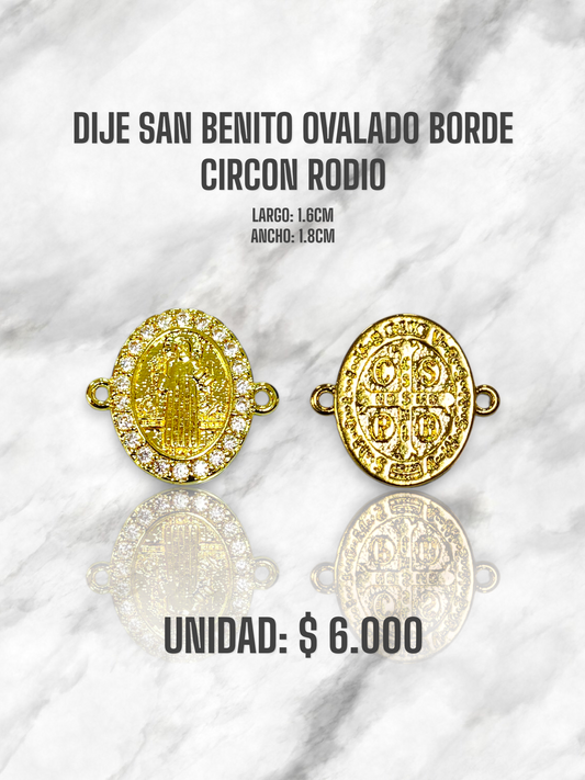DIJE SAN BENITO OVALADO CIRCON RODIO