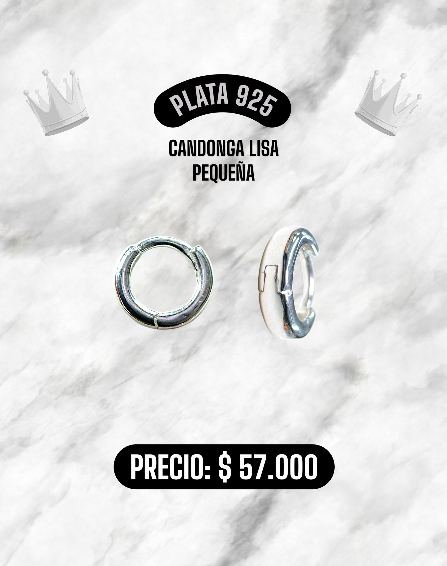 CANDONGA LISA PEQUEÑA PLATA 925