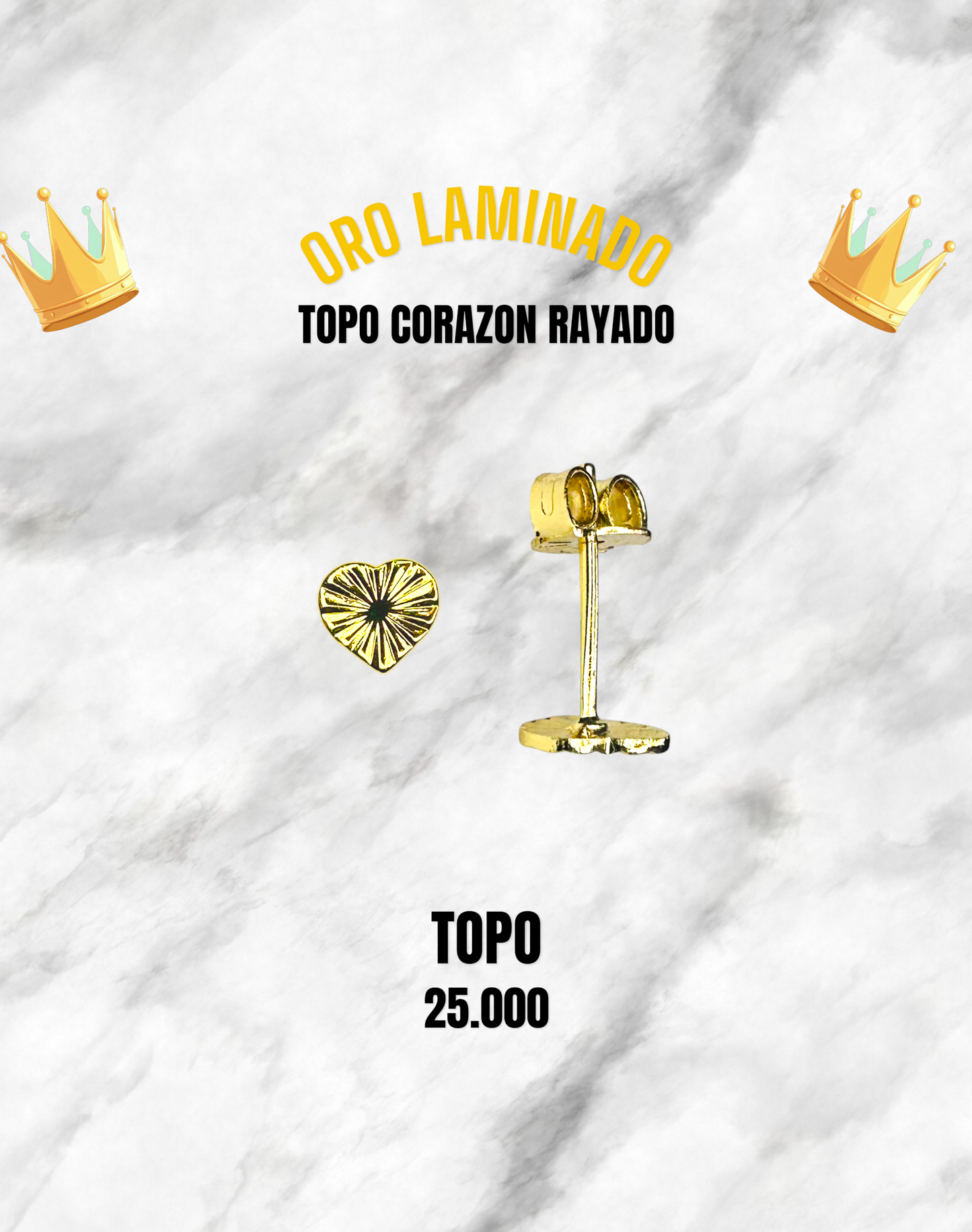 TOPO CORAZON RAYADO ORO LAMINADO