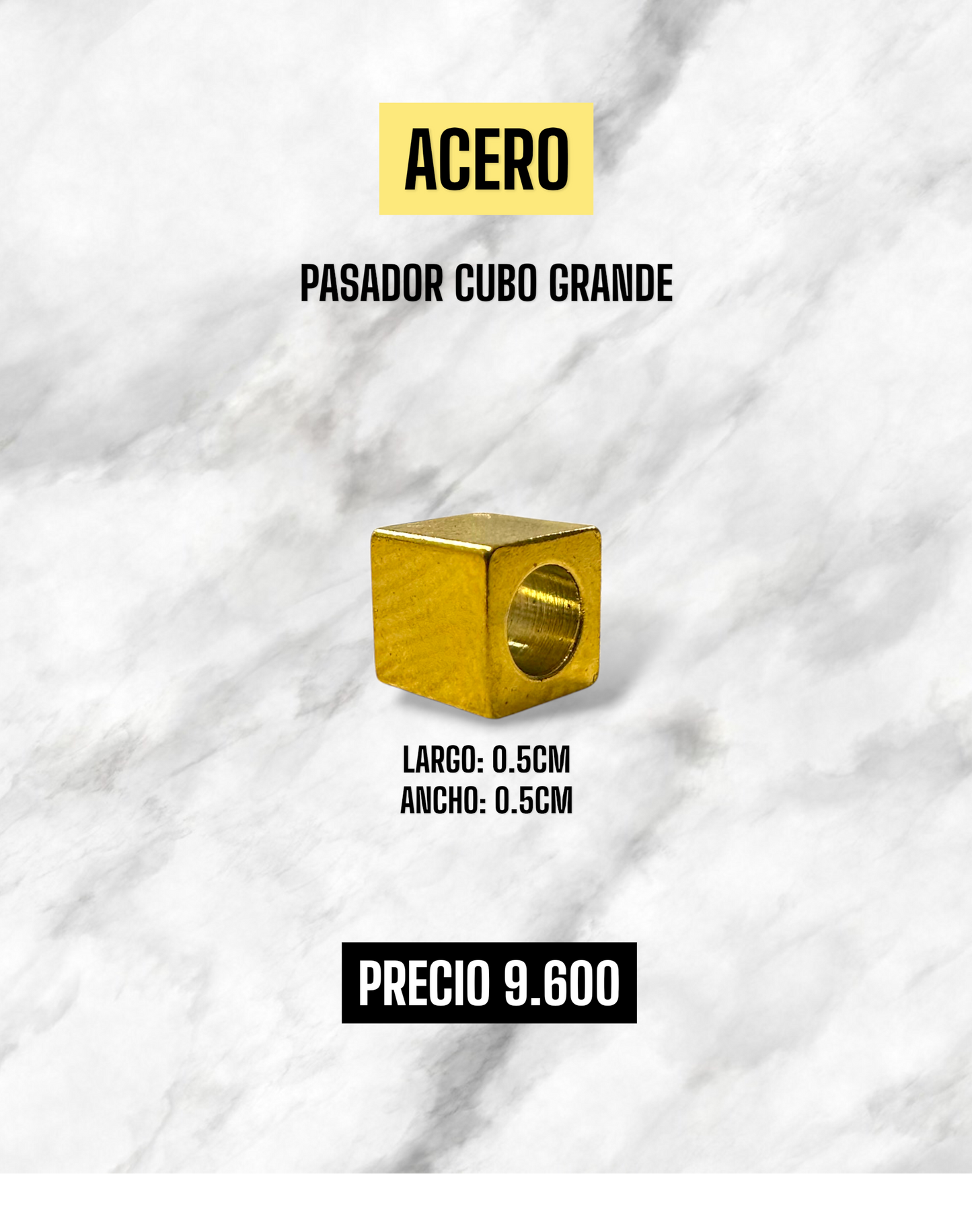 PASADOR CUBO ACERO DORADO