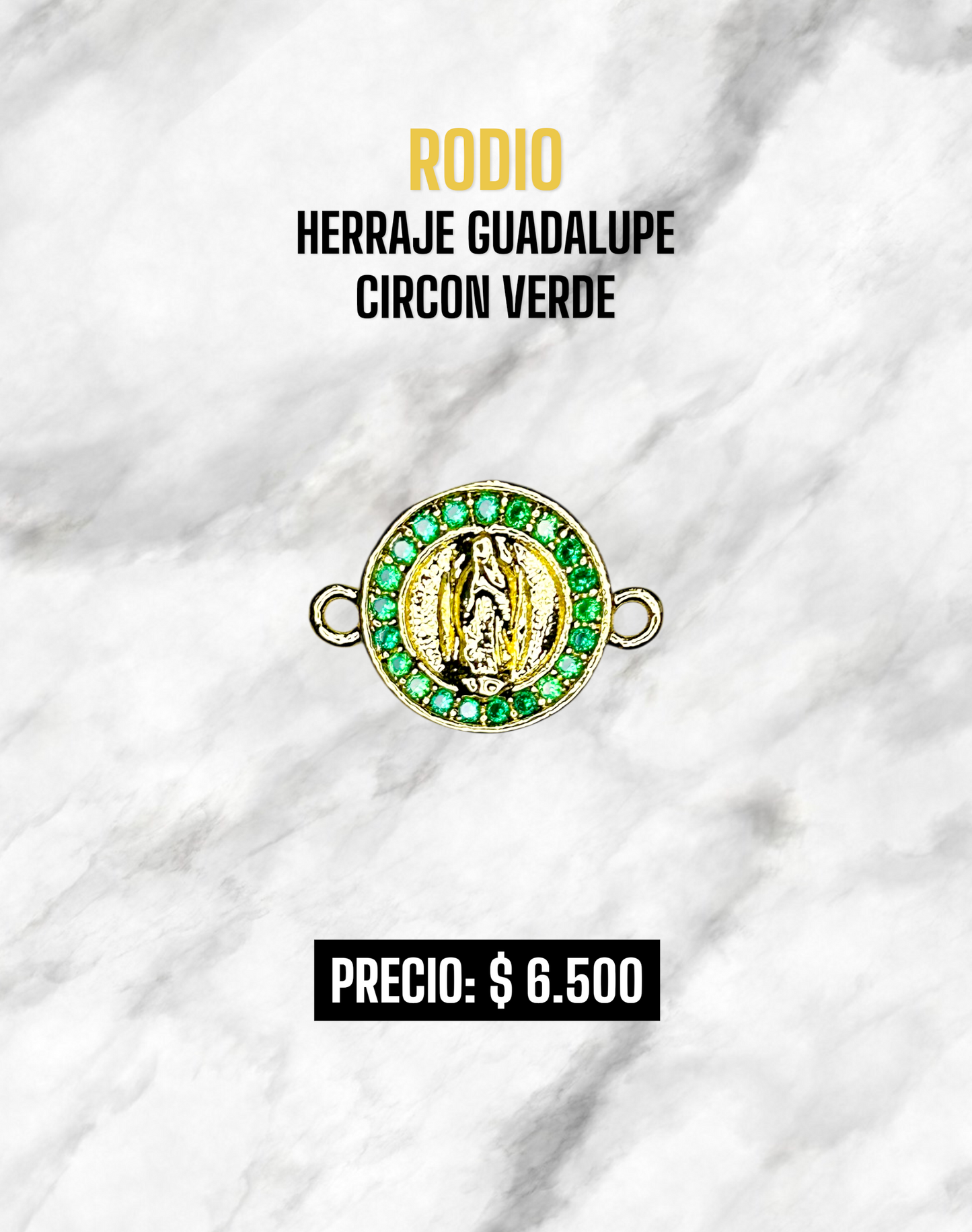 DIJE GUADALUPE CIRCON VERDE RODIO