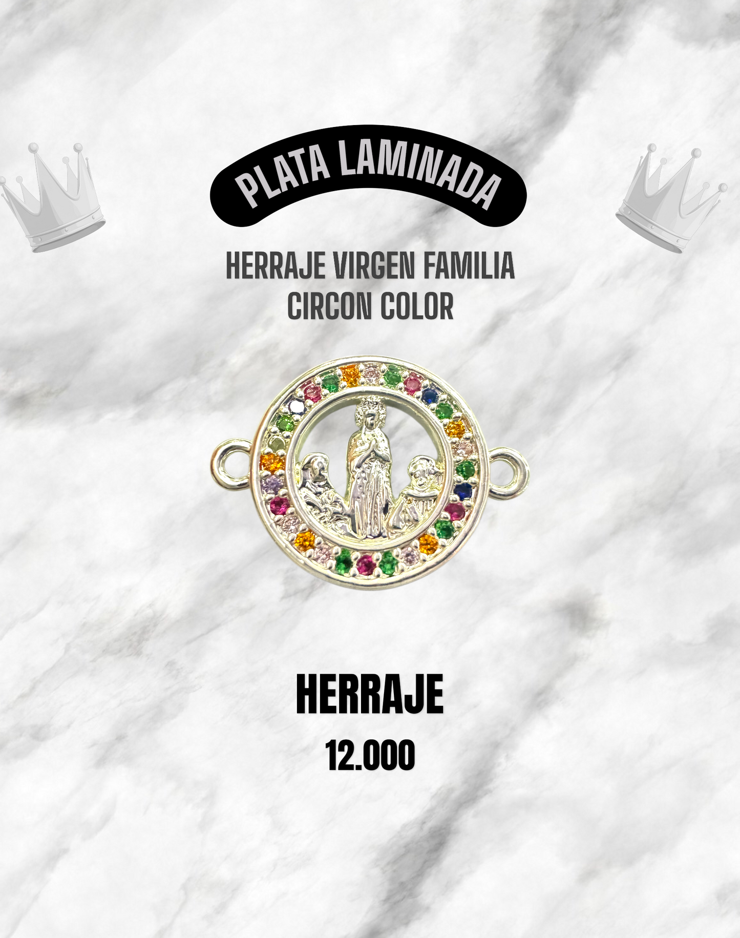 HERRAJE VIRGEN FAMILIA CIRCÓN COLOR PLATA LAMINADA