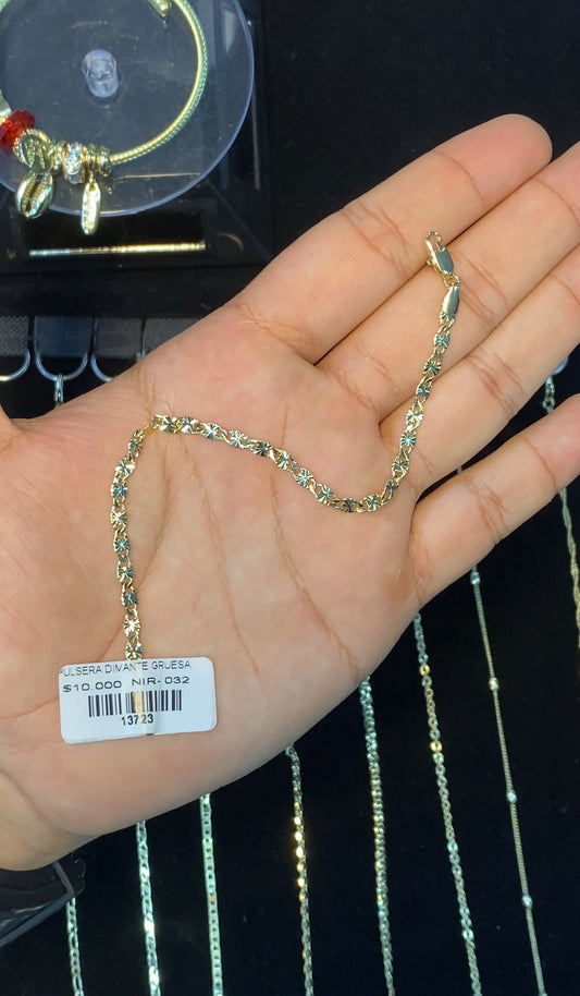 PULSERA DIAMANTADA GRUESA  20CM RODIO