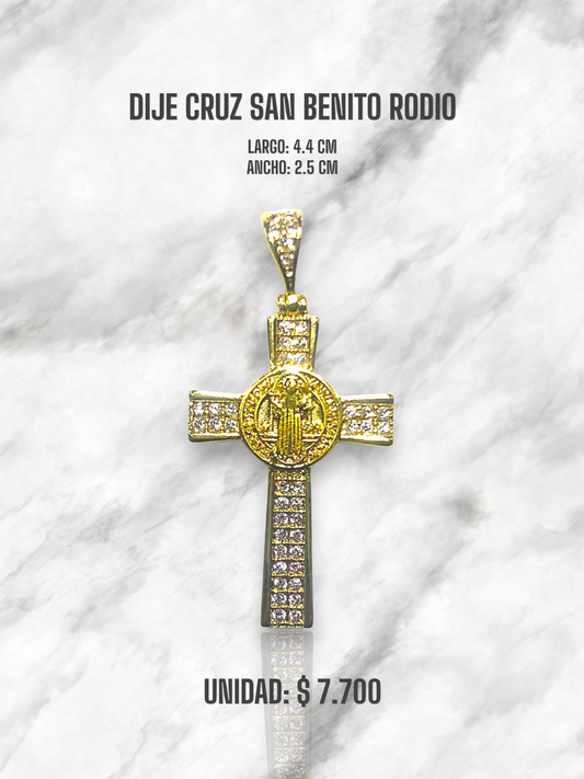 DIJE CRUZ SAN BENITO CIRCON RODIO