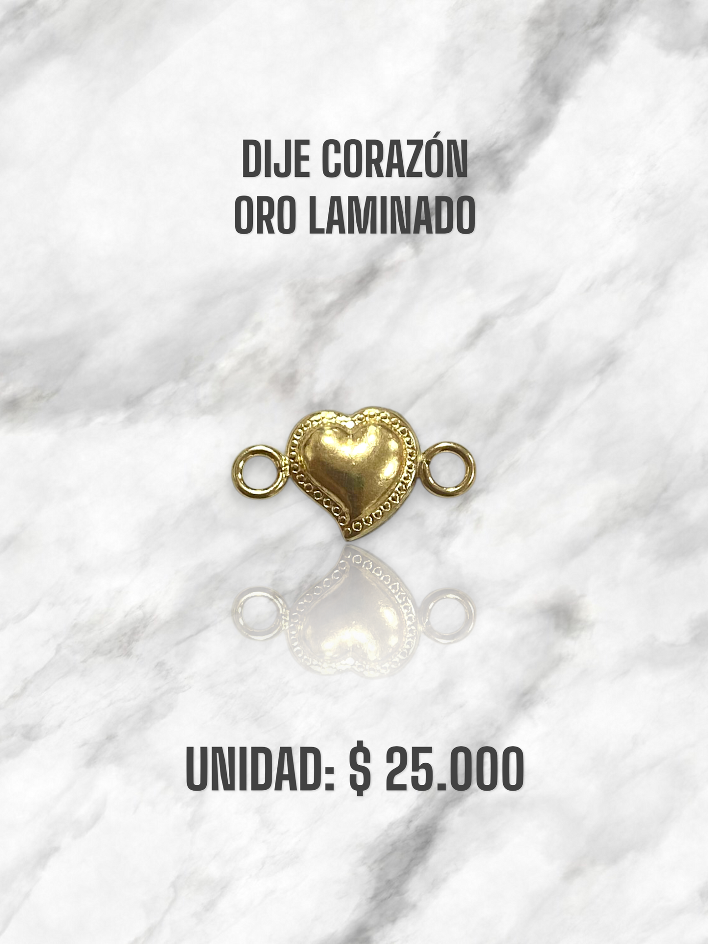 DIJE CORAZÓN PULSO ORO LAMINADO