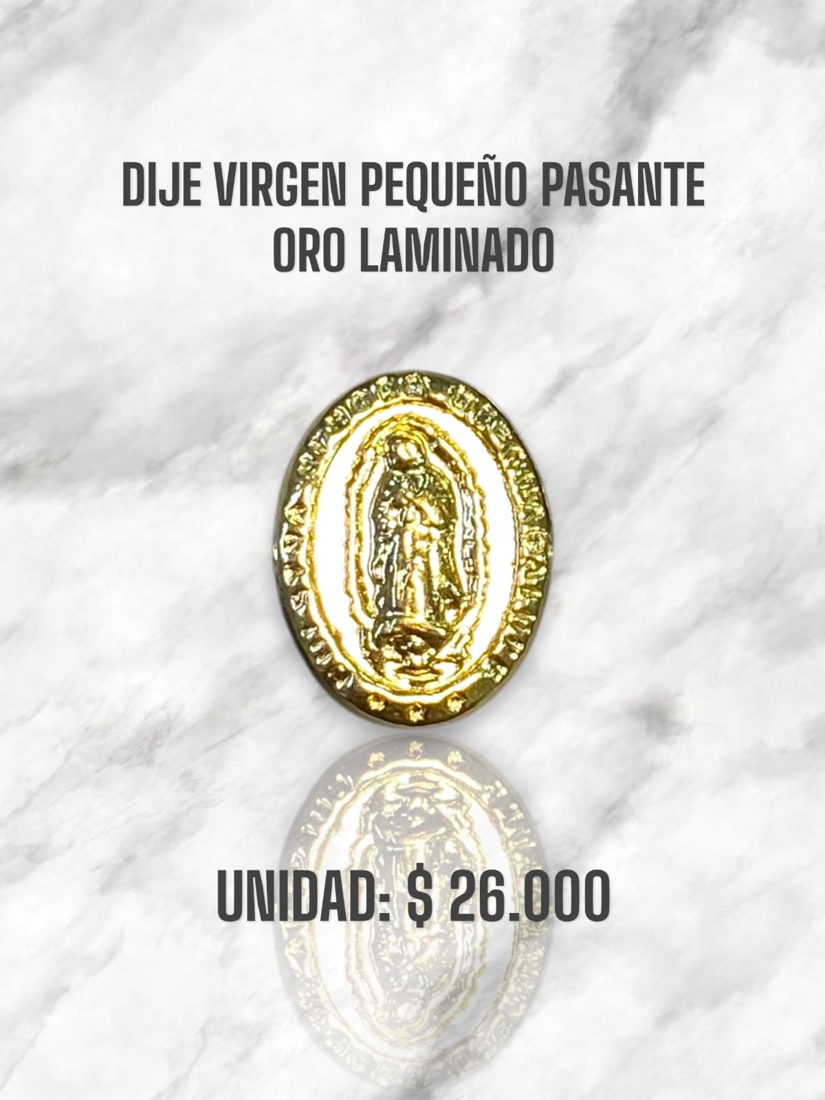 DIJE VIRGEN PEQUEÑA PASANTE ORO LAMINADO
