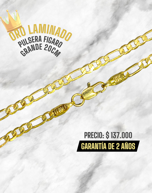 PULSERA FIGARO GRANDE 20CM ORO LAMINADO