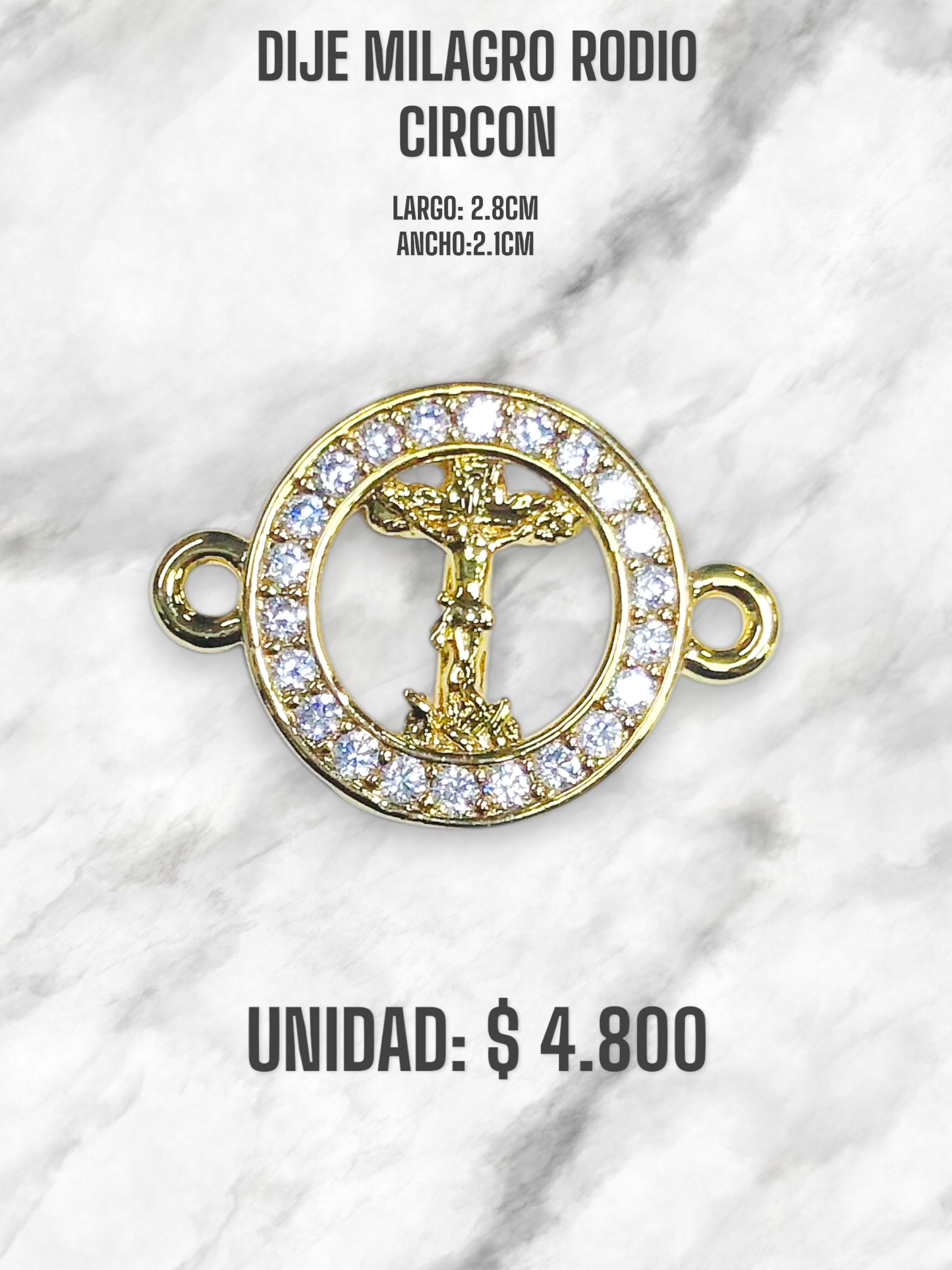 DIJE MILAGRO BORDADA CIRCON RODIO