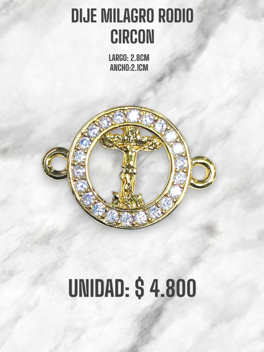 DIJE MILAGRO BORDADA CIRCON RODIO
