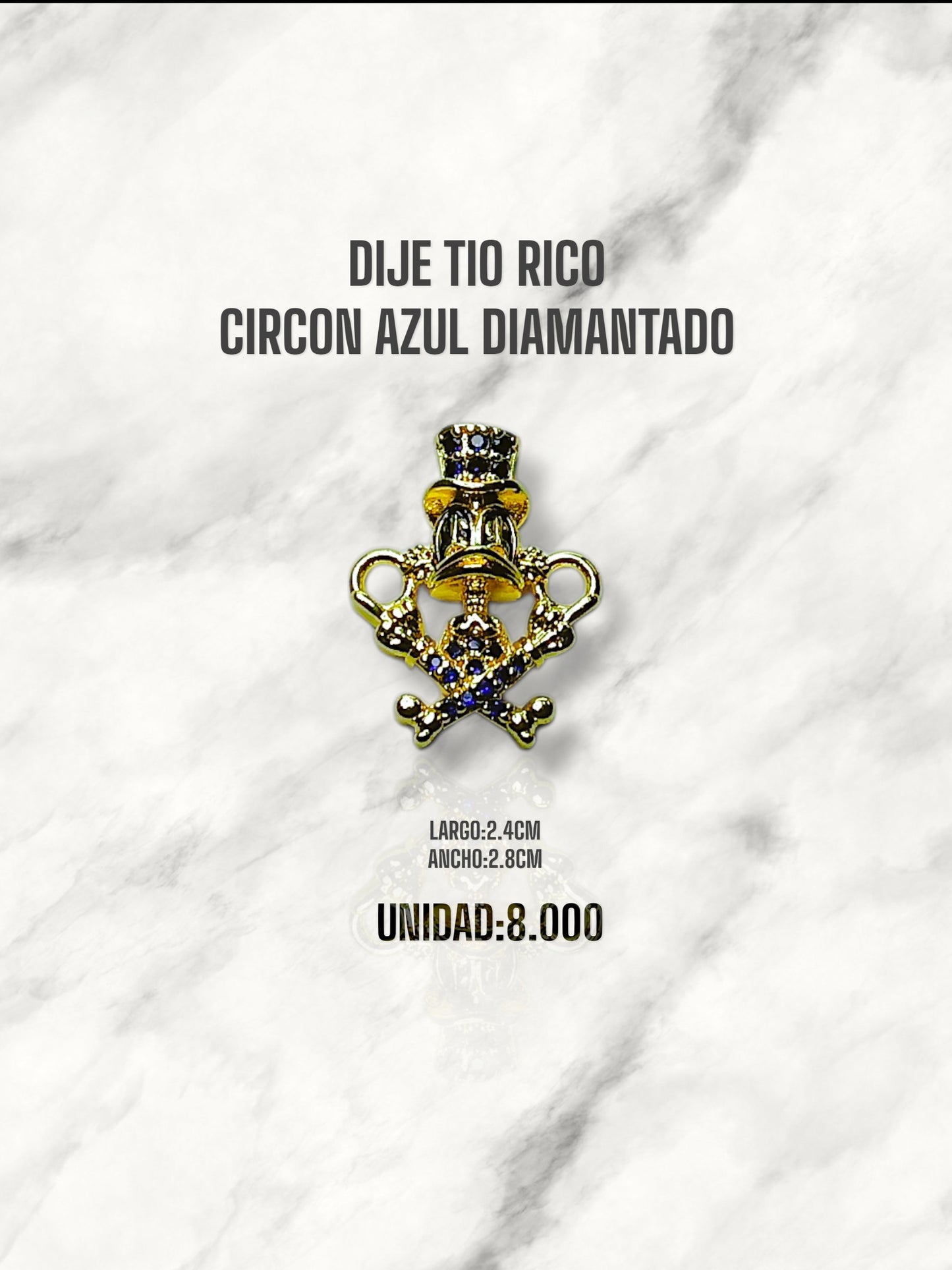 DIJE TIO RICO CIRCON AZUL DIAMANTADO