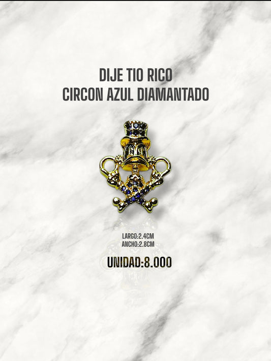 DIJE TIO RICO CIRCON AZUL DIAMANTADO