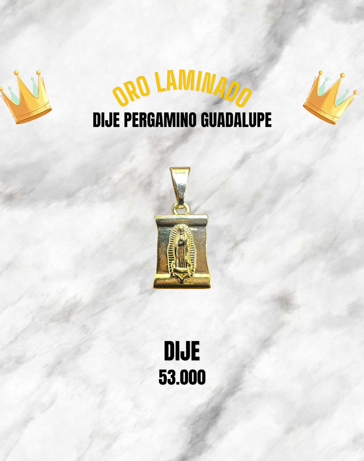 DIJE PERGAMINO GUADALUPE ORO LAMINADO