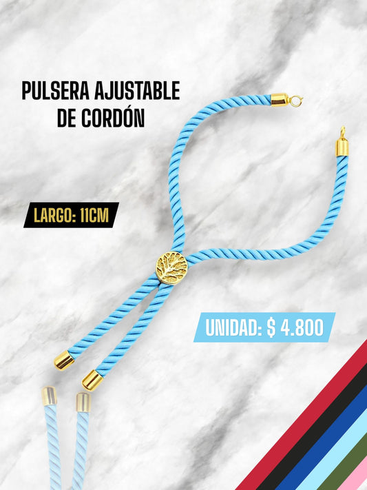 PULSERA AJUSTABLE DE CORDÓN AZUL CIELO