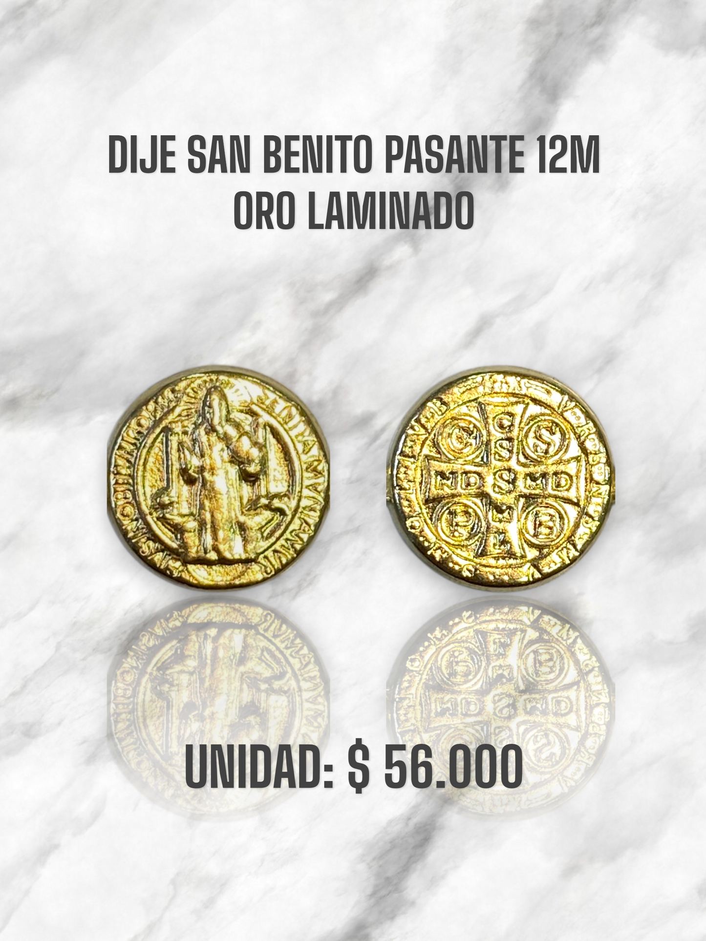 DIJE SAN BENITO PASANTE 12M ORO LAMINADO