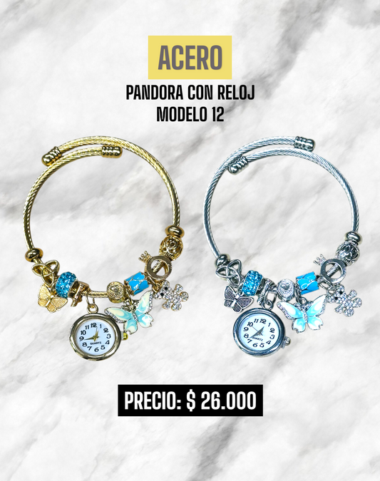 PANDORA CON RELOJ MODELO 12 ACERO