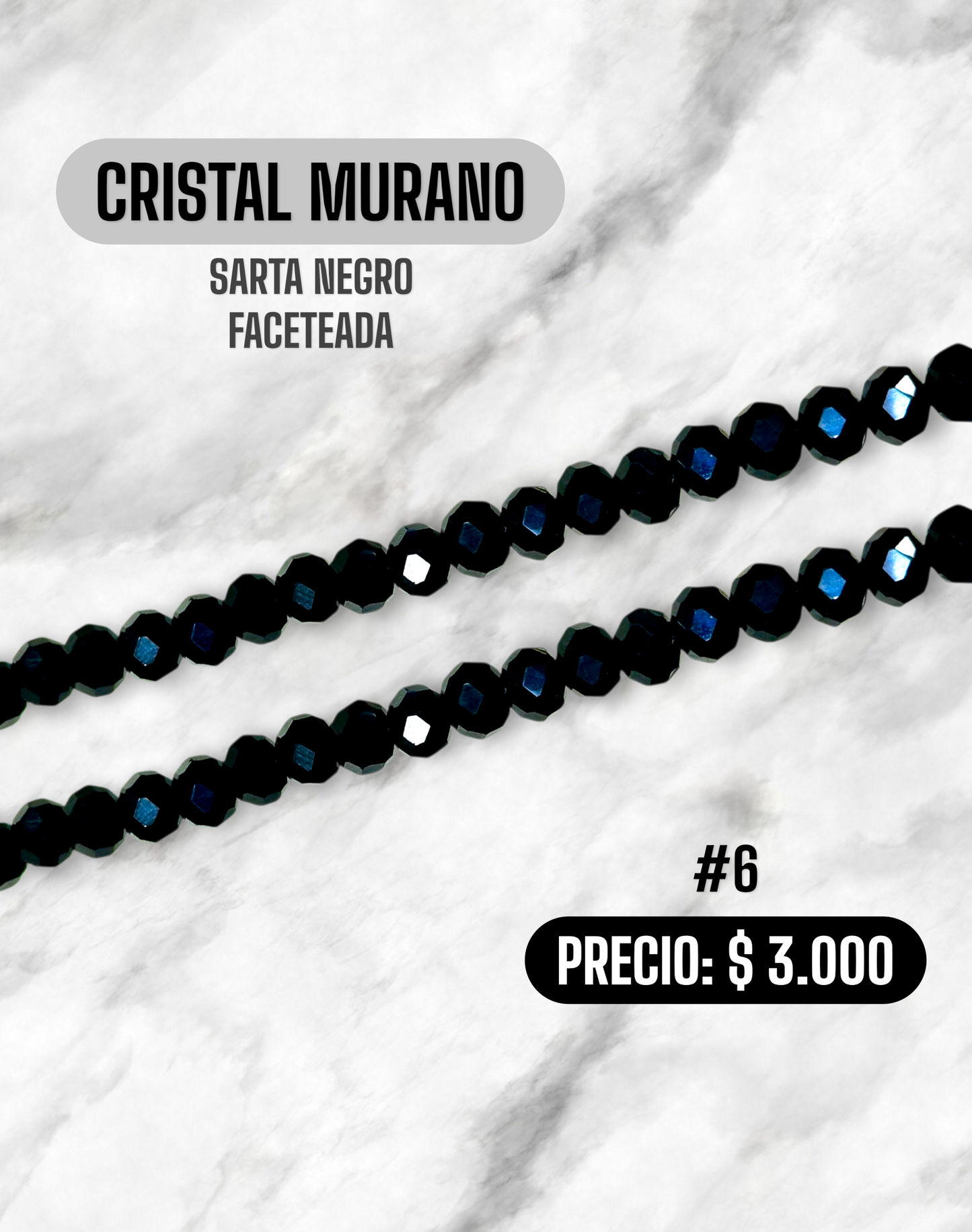 CRISTAL MURANO NEGRO FACETADA