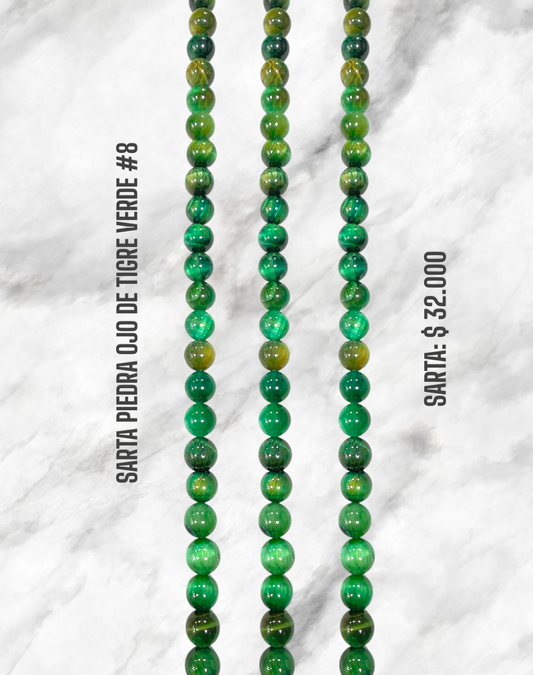 SARTA PIEDRA OJO DE TIGRE VERDE #8