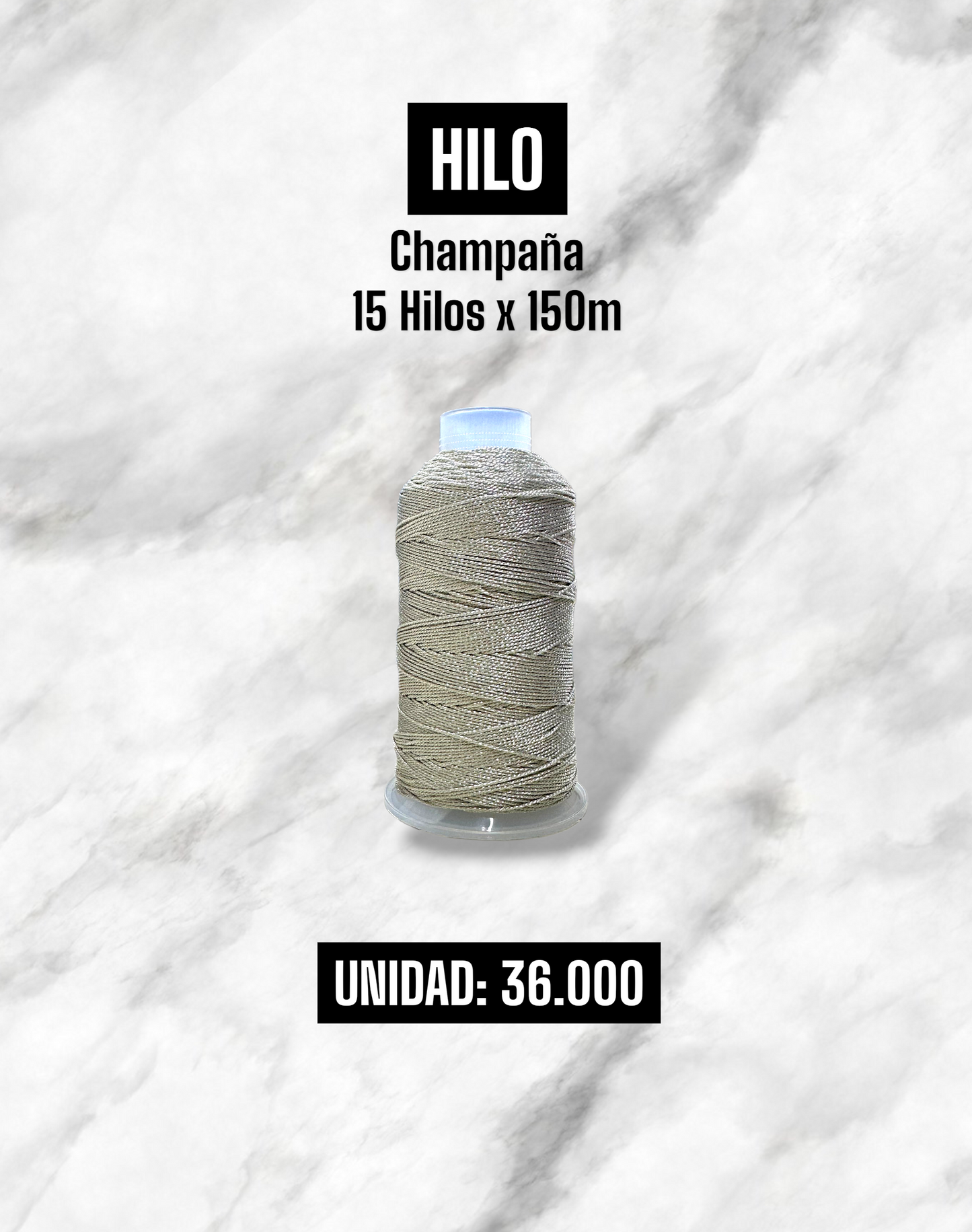 HILO POLIESTER METALIZADO CHAMPAÑA 15 HILOS X 150M