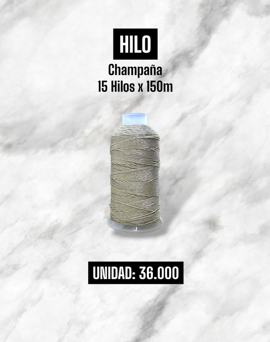 HILO POLIESTER METALIZADO CHAMPAÑA 15 HILOS X 150M