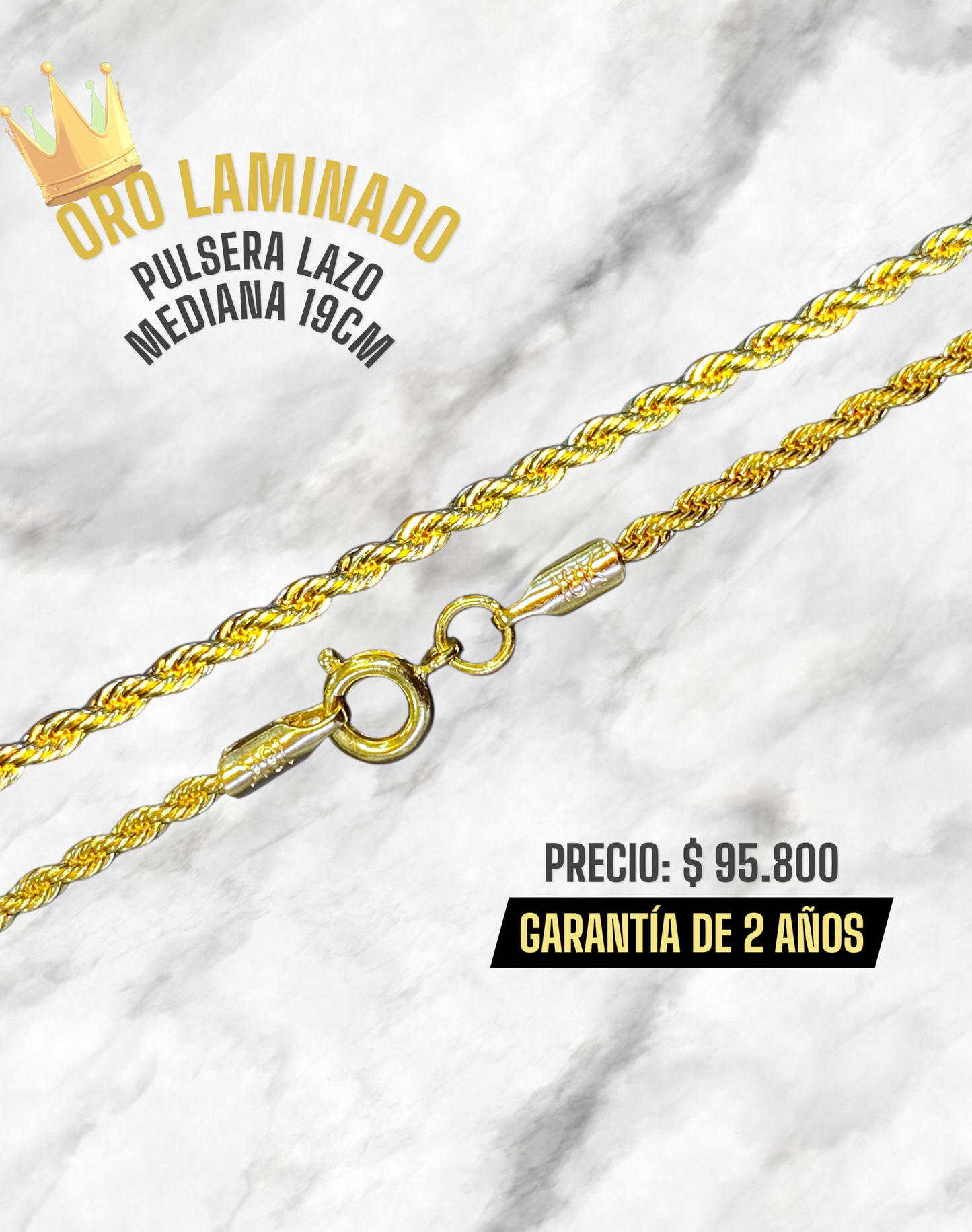 PULSERA LAZO MEDIANA 19CM ORO LAMINADO