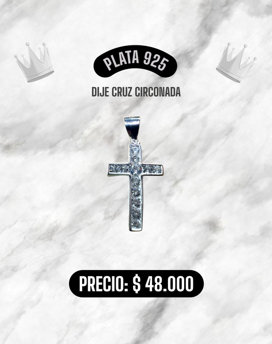 DIJE CRUZ CIRCONADA PLATA 925