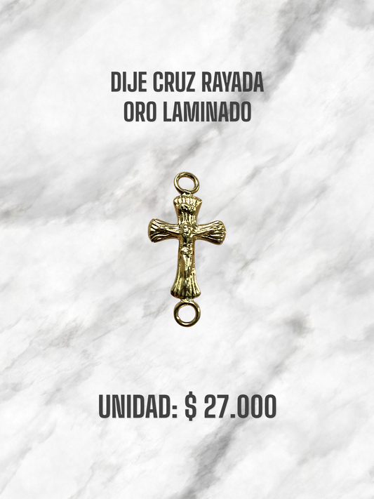 DIJE CRUZ RAYADA PULSO ORO LAMINADO
