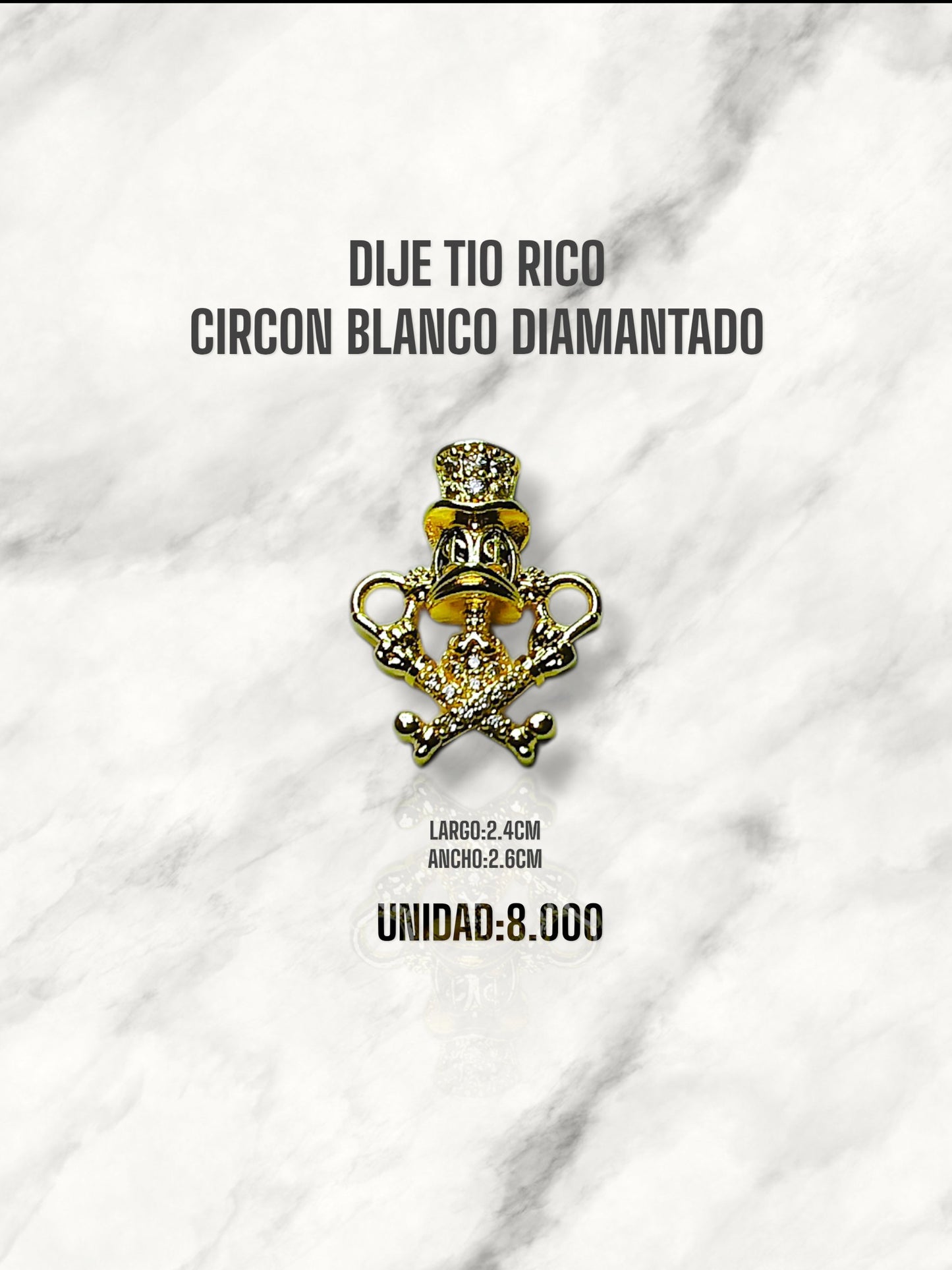 DIJE TIO RICO CIRCON BLANCO DIAMANTADO