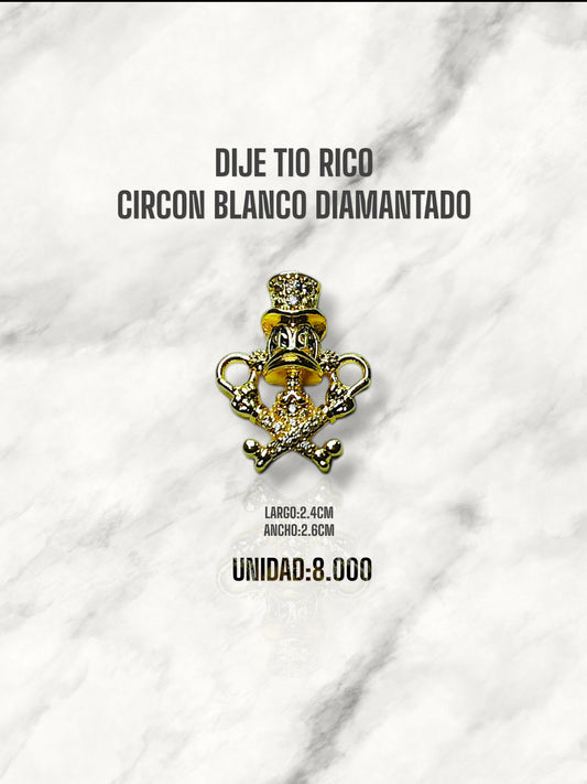 DIJE TIO RICO CIRCON BLANCO DIAMANTADO