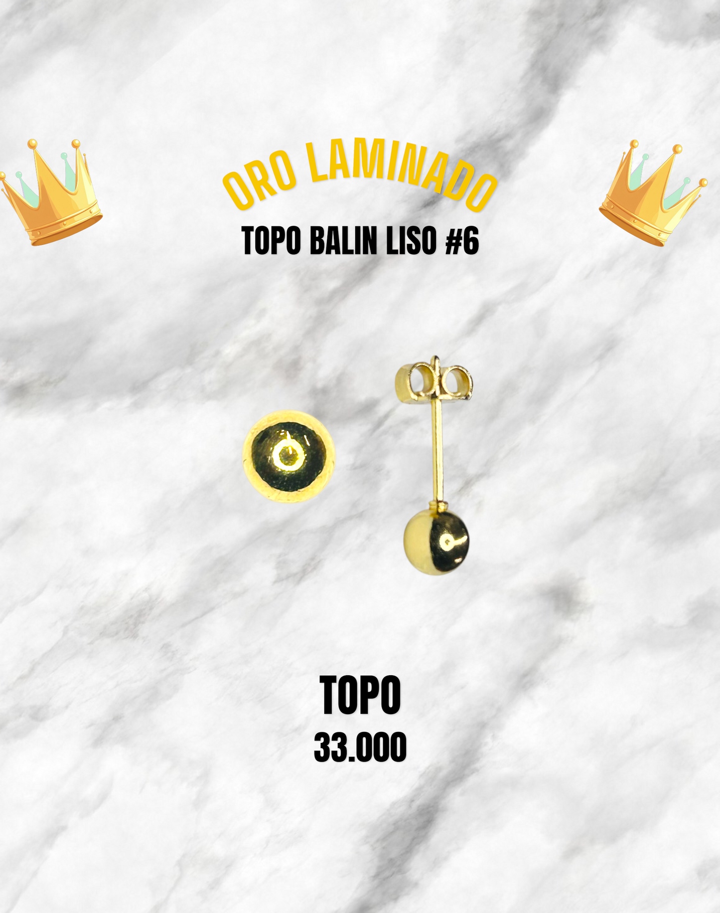 TOPO BALIN LISO ORO LAMINADO