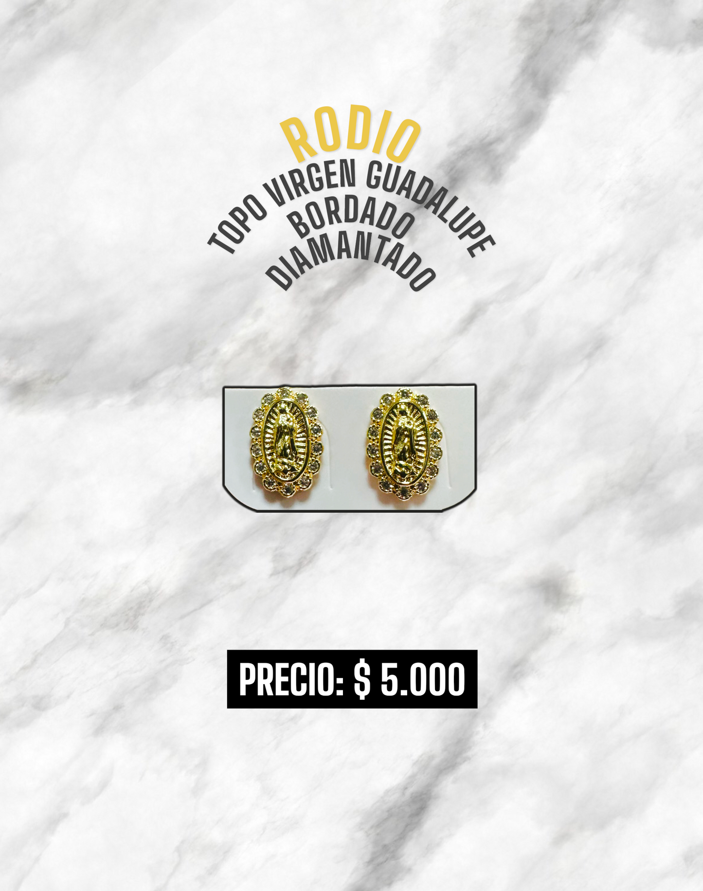 TOPO VIRGEN GUADALUPE BORDADO DIAMANTADO RODIO