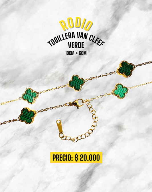 TOBILLERA VAN CLEEF VERDE 19CM + 6CM