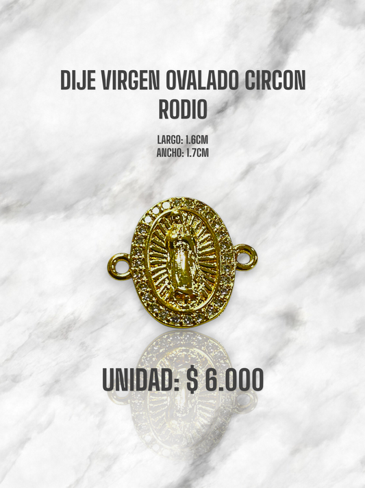 DIJE VIRGEN OVALADO CIRCON RODIO