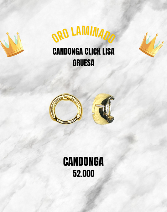 CANDONGA CLICK LISA GRUESA 8MM ORO LAMINADO