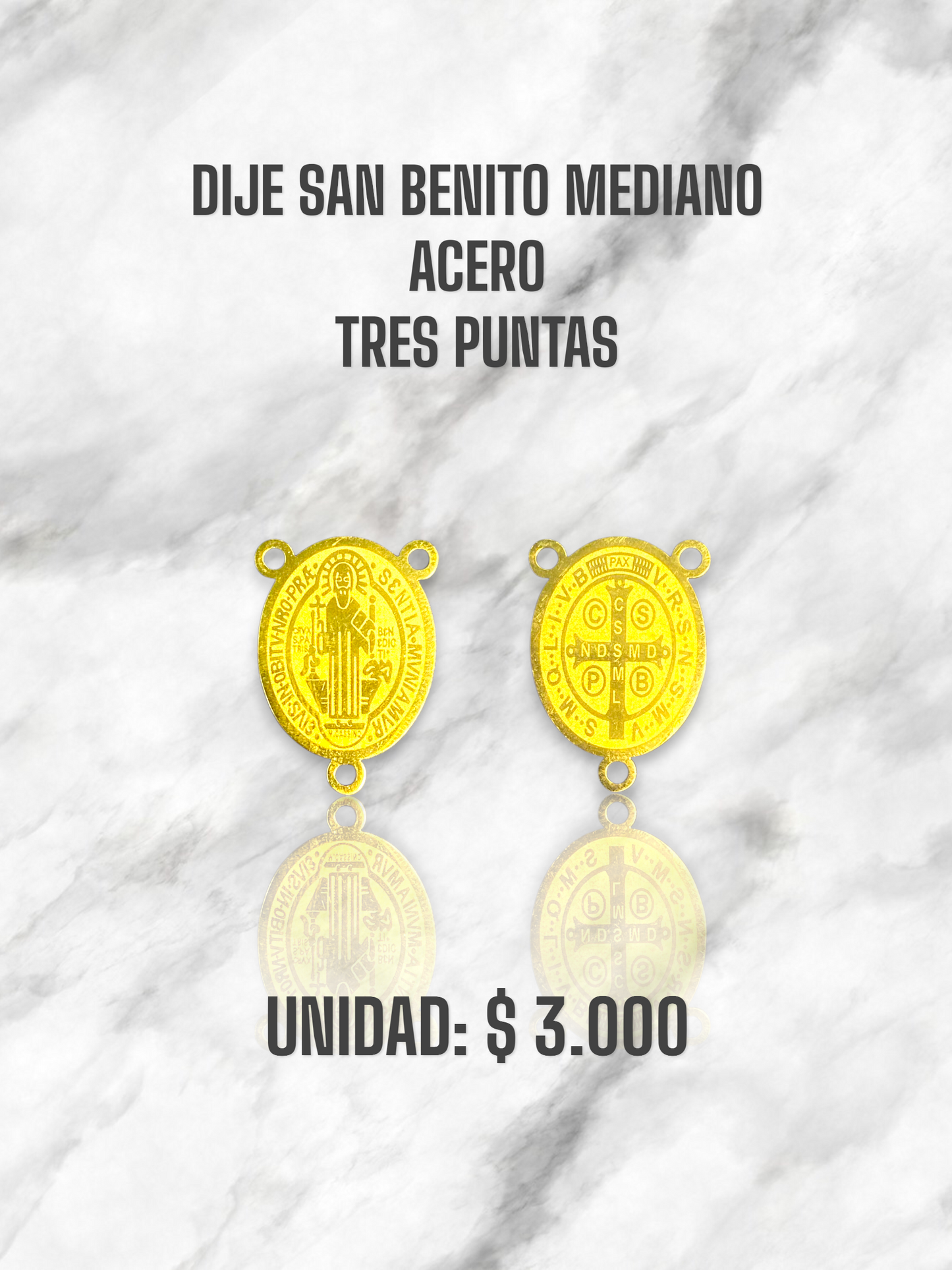 DIJE SAN BENITO MEDIANO TRES PUNTAS ACERO