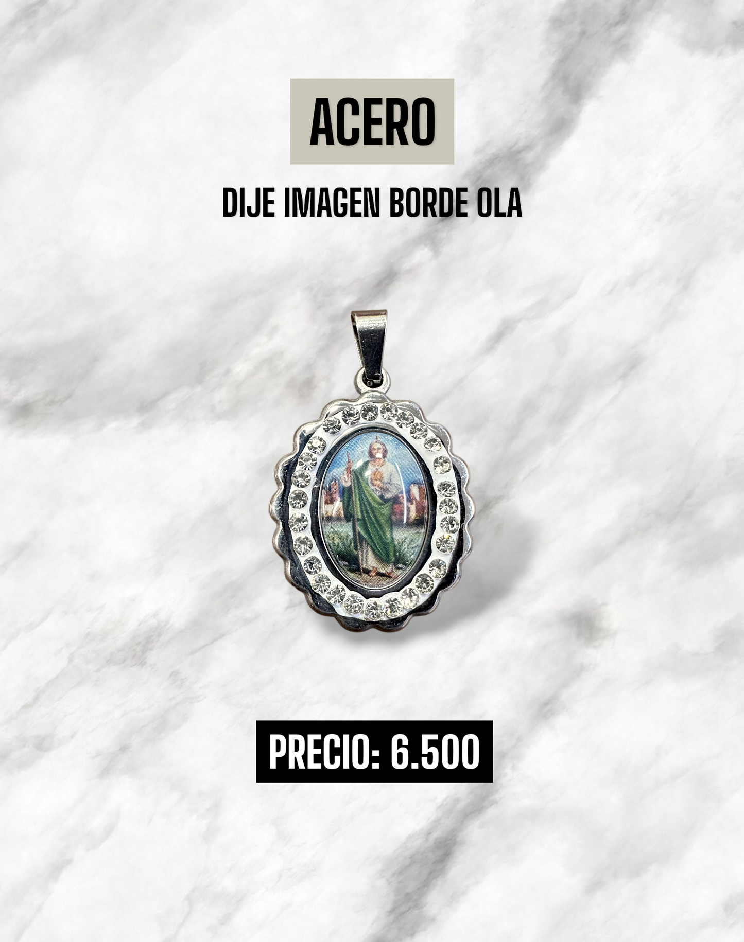 DIJE IMAGEN BORDE GRANDE OLA ACERO