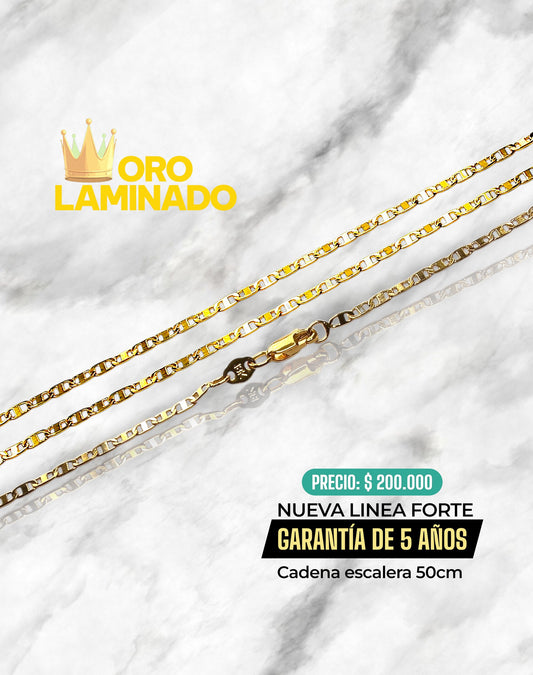 CADENA ESCALERA 50CM ORO LAMINADO LINEA FORTE