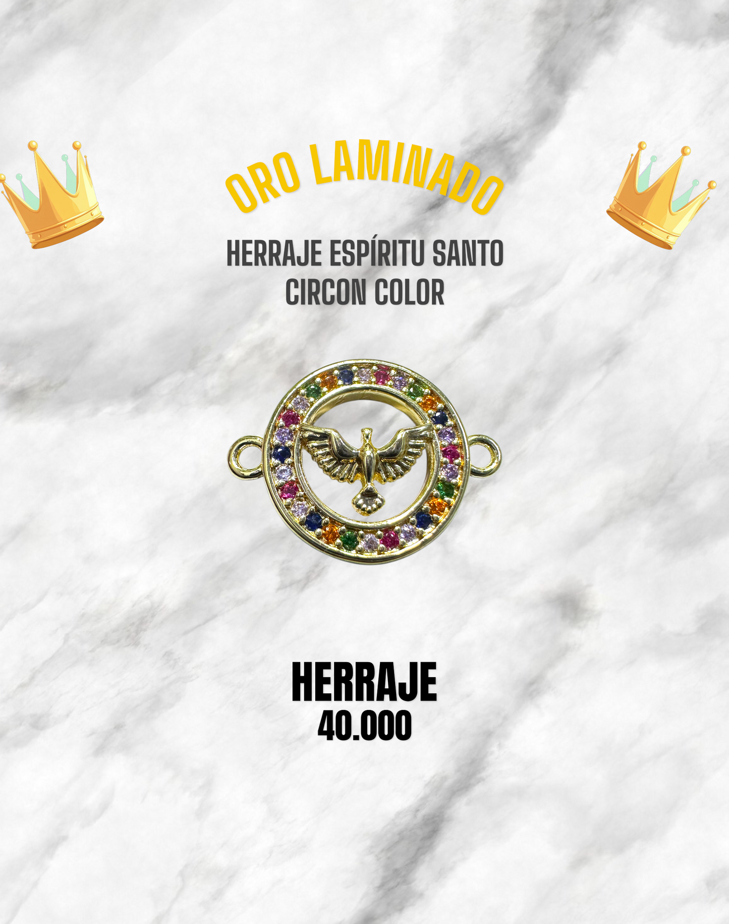 HERRAJE ESPÍRITU SANTO CIRCÓN COLOR PULSO ORO LAMINADO