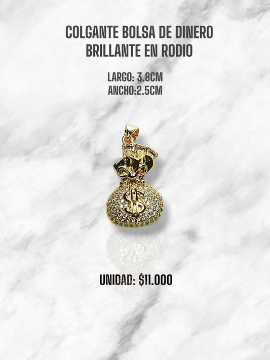 BOLSA DE DINERO BRILLANTE EN RODIO