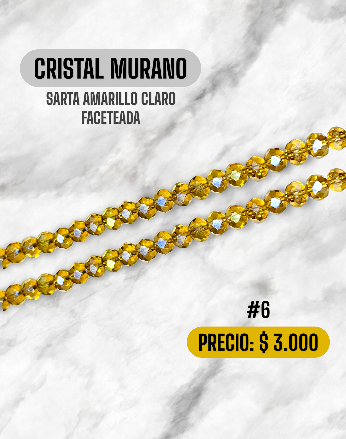CRISTAL MURANO AMARILLO CLARO FACETADA
