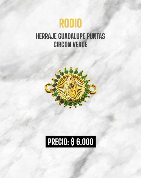 HERRAJE GUADALUPE PUNTAS CIRCÓN VERDE RODIO