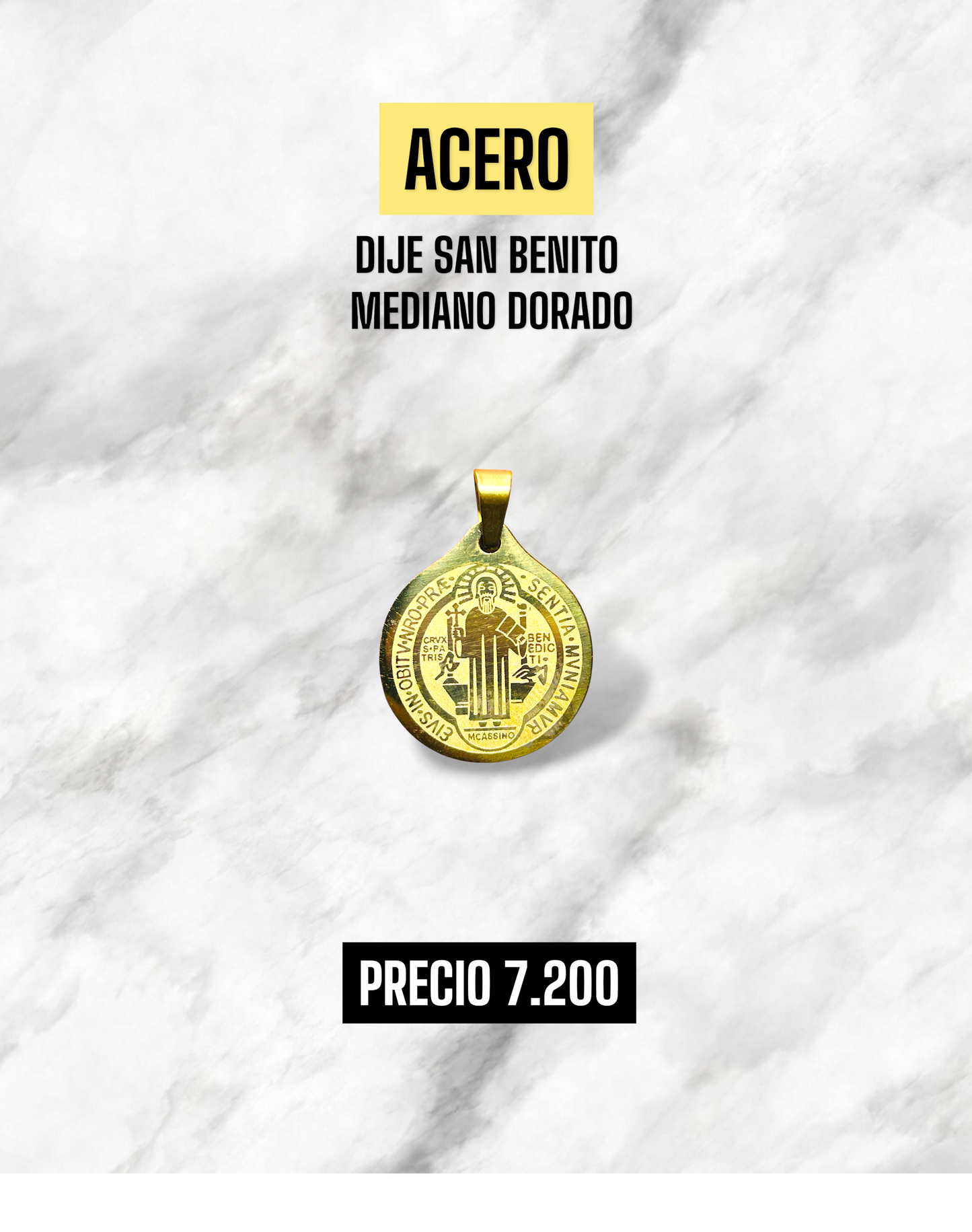DIJE SAN BENITO MEDIANO DORADO ACERO