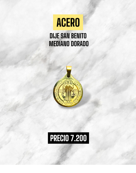 DIJE SAN BENITO MEDIANO DORADO ACERO