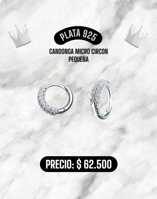 CANDONGA MICRO CIRCON PEQUEÑA PLATA 925