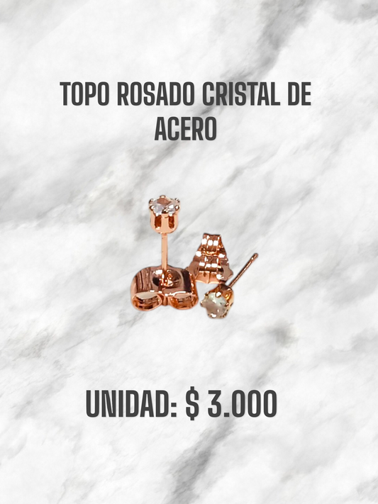 TOPO ROSADO CRISTAL DE ACERO