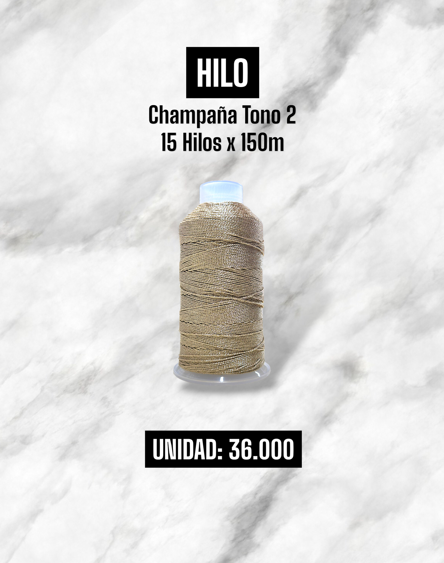 HILO POLIESTER METALIZADO CHAMPAÑA TONO 2 15 HILOS X 150M