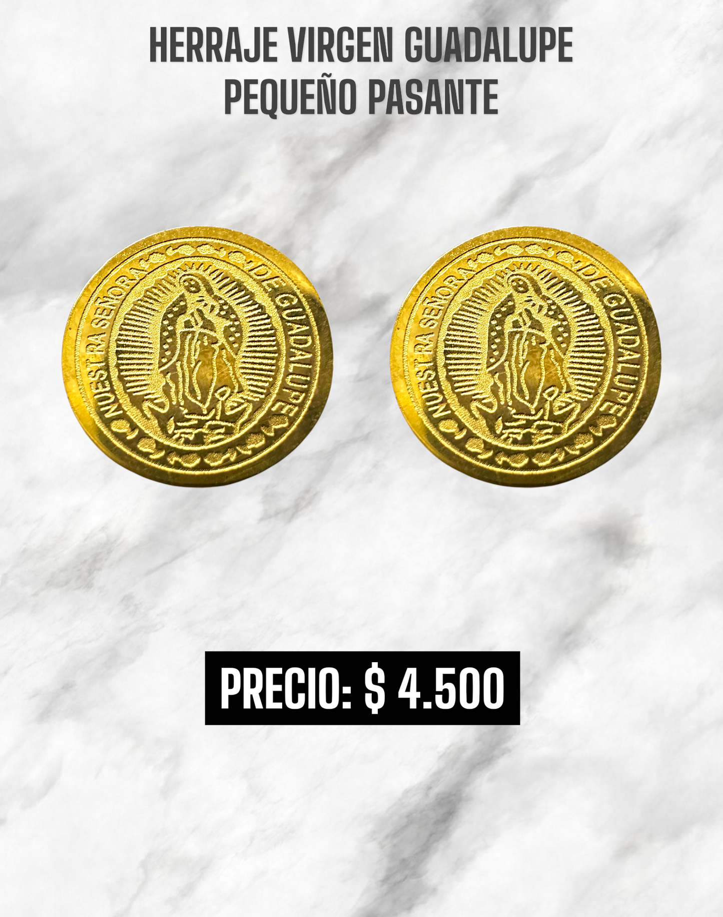 HERRAJE VIRGEN GUADALUPE PEQUEÑO PASANTE ACERO