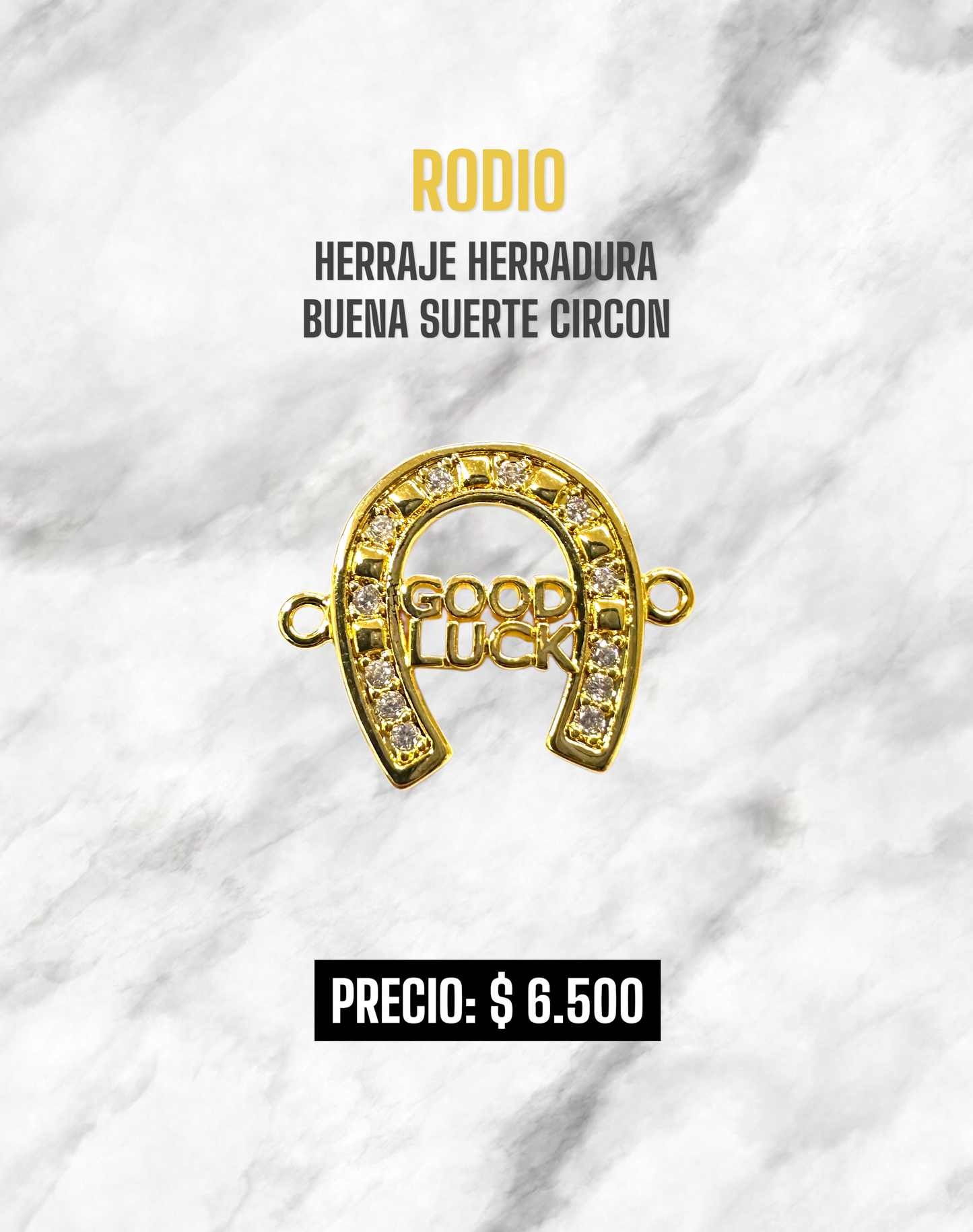HERRAJE HERRADURA BUENA SUERTE CIRCON RODIO