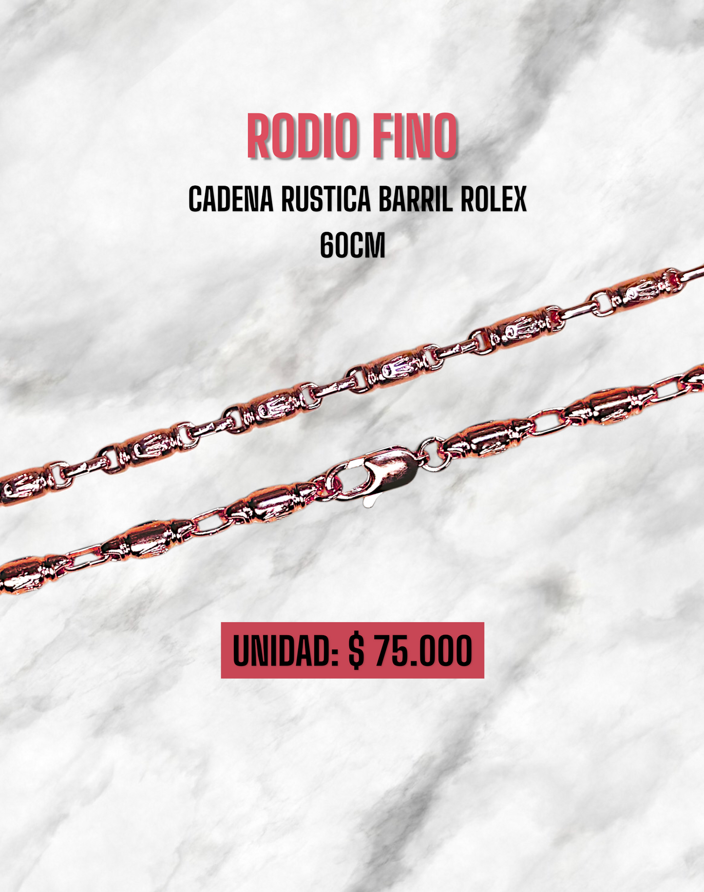 CADENA RUSTICA BARRIL ROLEX RODIO FINO ROSADO